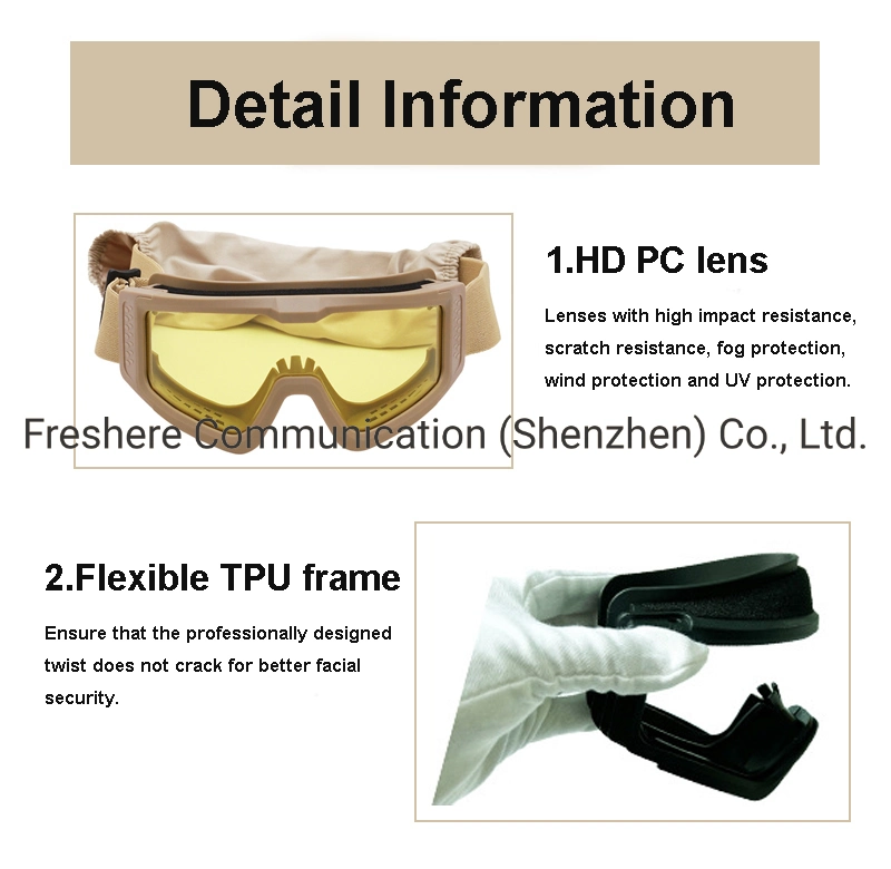 Anti-Impact TPU Half Frame UV Protection Tactical Shooting Safety Glasses